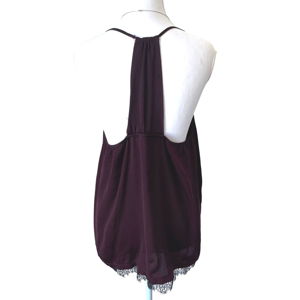 Tahari Purple Racerback Camisole Lace Trim Plum Sleepwear  Romantic Large - Picture 2 of 4